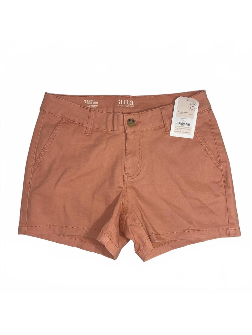 Nwtg A.N.A Size 2 Mid Rise Twill Shorts Coral Pink Casual Spring Summer